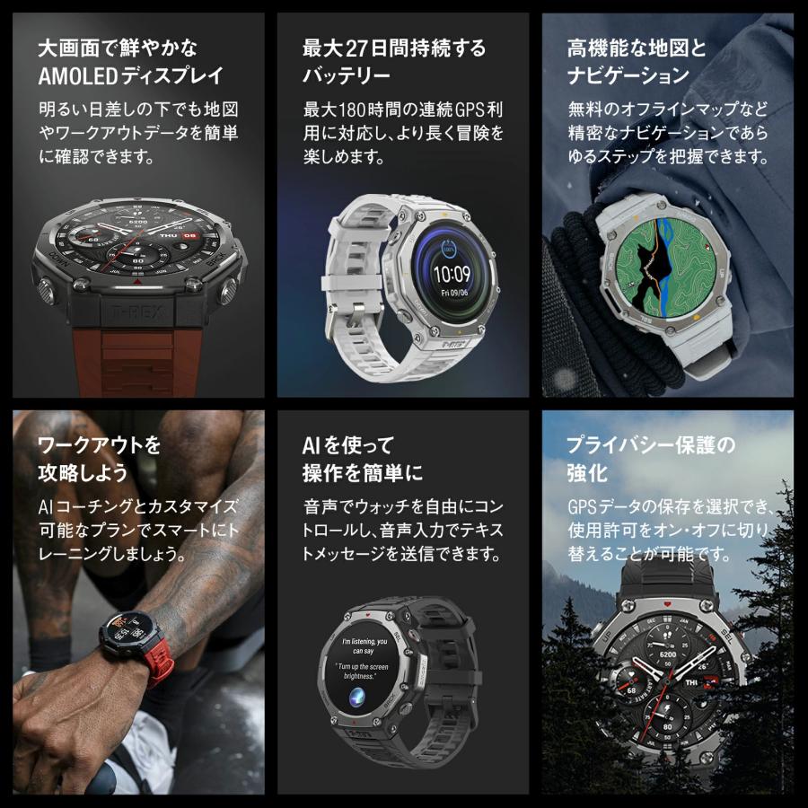 アマズフィット Amazfit ティーレックス3 T-Rex3  スマートウォッチ 登山 アウトドア ヤマレコ ヤマップ GPS コンパス  SP170069の画像