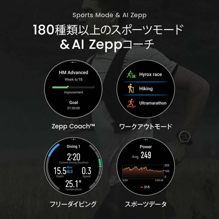 アマズフィット Amazfit ティーレックス3 プロ T-Rex 3 Pro 44mm  スマートウォッチ 登山 アウトドア ヤマレコ ヤマップ GPS コンパス SP170079の画像
