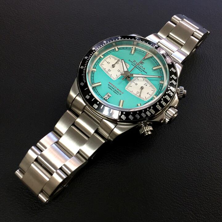 ジーダ ZEEDA スピードウルフ スーパーミントブルー メカクォーツ 40mm