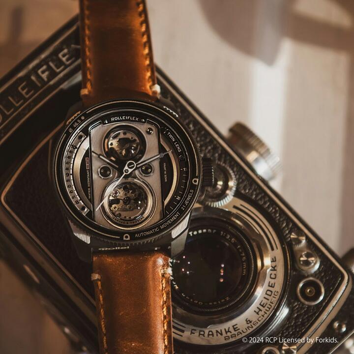 世界限定500本 タックス TACS TWIN LENS Rollei ローライフレックスコラボ 腕時計 自動巻き 10気圧防水 46.5mm 正規品 2年保証 TS2002Gの画像
