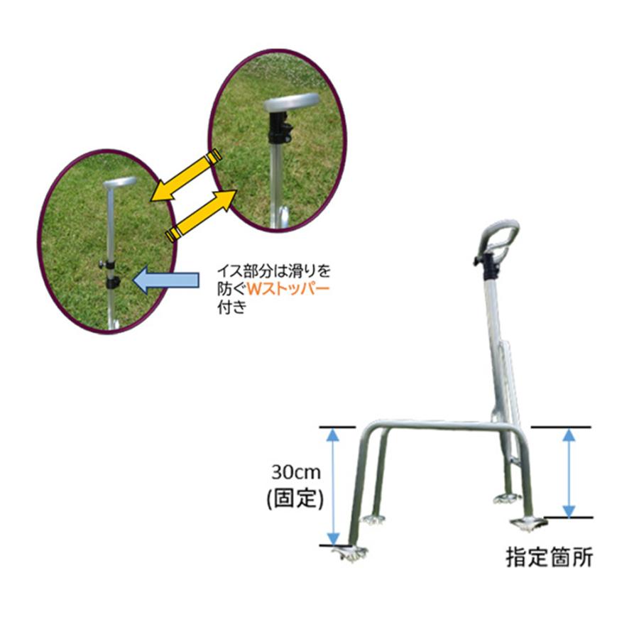 腰掛付き踏み台 傾斜地用 ヒップステップ 軽量 アルミ製 摘果 腰掛付き踏み台 傾斜地用 ヒップステップ 軽量 アルミ製 摘果