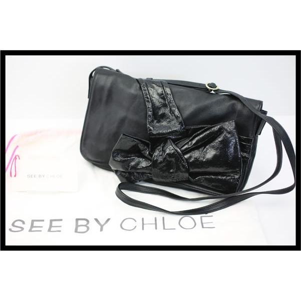 イコー質店　シーバイクロエ　ロダ リボンショルダーバッグ　9S7106-N86　レザー　ブラック　美品　RY2106 | SEE BY CHLOE | 01