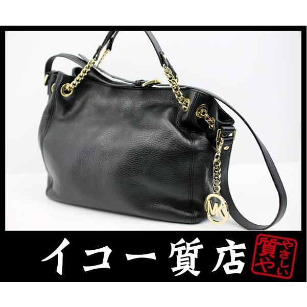 イコー質店　マイケルコース　2WAYショルダーバッグ　レザー　ブラック×ゴールド　RY2220