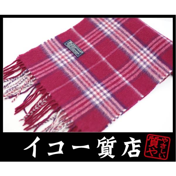 イコー質店　バーバリー　★人気カラー　カシミア100％　マフラー　ボルドー系ノバチェック　クリーニング済み　美品　RY5127