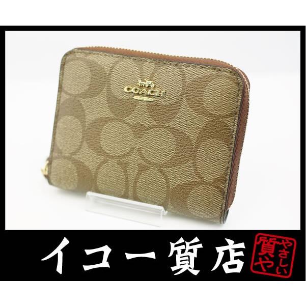 イコー質店　コーチ　シグネチャー　ラウンドファスナー二つ折り財布　F30308　PVCキャンバス×レザー　美品　RY5455 | COACH