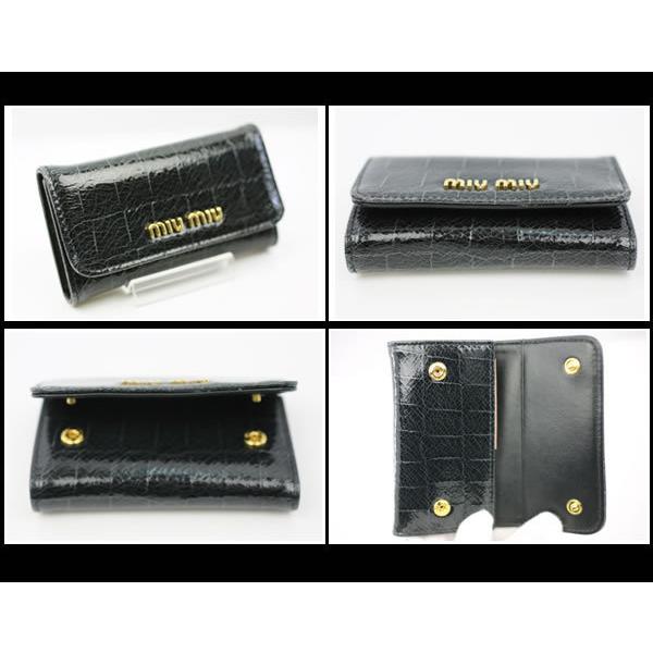 イコー質店　ミュウミュウ　★プレゼント最適　6連キーケース　クロコ調レザー　ブラック　未使用・保管品　RY5735 | miu miu | 03