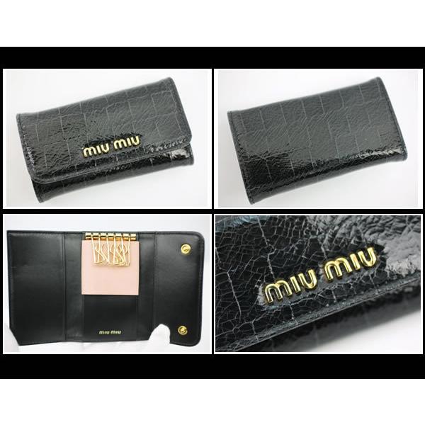 イコー質店　ミュウミュウ　★プレゼント最適　6連キーケース　クロコ調レザー　ブラック　未使用・保管品　RY5735 | miu miu | 04