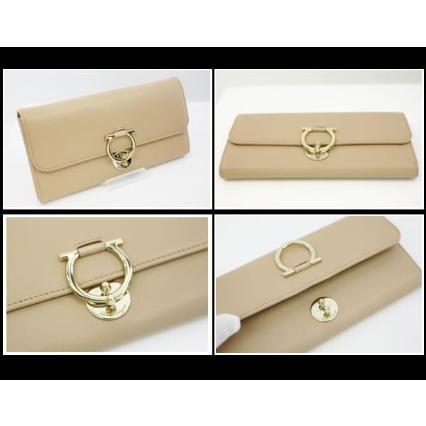 イコー質店　フェラガモ　★人気デザイン　ガンチーニ　二つ折り長財布　22D182　ベージュレザー　美品　RY5736 | FERRAGAMO | 02