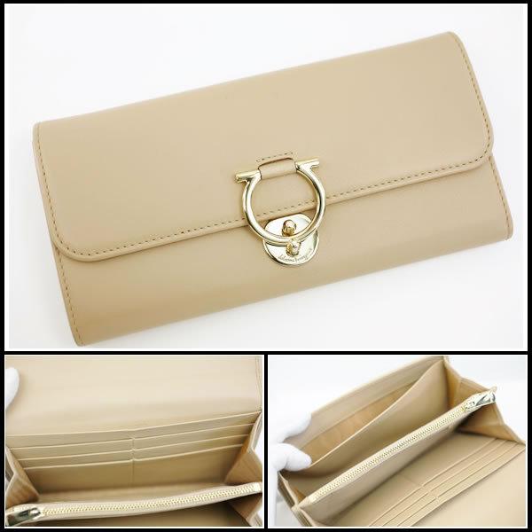 イコー質店　フェラガモ　★人気デザイン　ガンチーニ　二つ折り長財布　22D182　ベージュレザー　美品　RY5736 | FERRAGAMO | 04