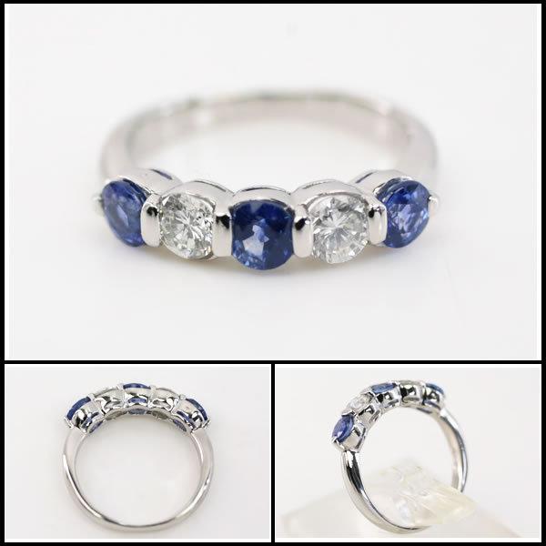 イコー質店 Pt900 ☆人気デザイン サファイア1.05ct/ダイヤ0.47ct 