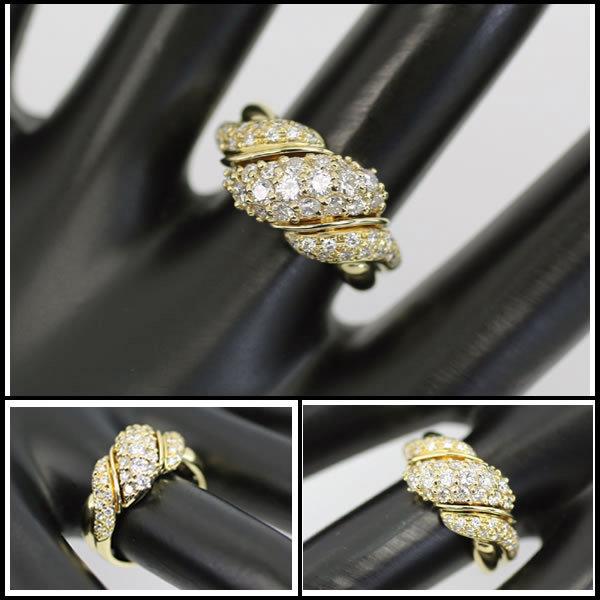 イコー質店 K18 ☆豪華 ダイヤ合計1.04ct ファッションリング 14号 