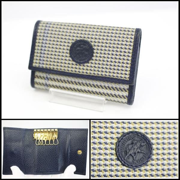 イコー質店　ハンティングワールド　★極希少品　6連キーケース　総柄パターン　PVC×レザー　ネイビー系　RY6104 | Hunting World | 03