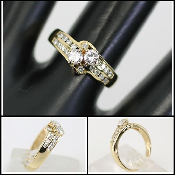 イコー質店 K18 ☆高品質ダイヤ 0.32ct/0.26ct ファッションリング 13 
