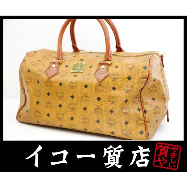 MCM - イコー質店 ★一般受け続きもの ロゴグラム ボストンバッグ 40珊大きさ コニャック 美品 RY6144 メンズファッション-バッグ