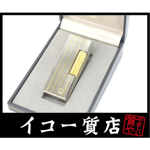 ダンヒル ローラー ガスライター シルバー ゴールド ストライプ　希少美品 ダンヒル ローラー ガスライター シルバー ゴールド ストライプ