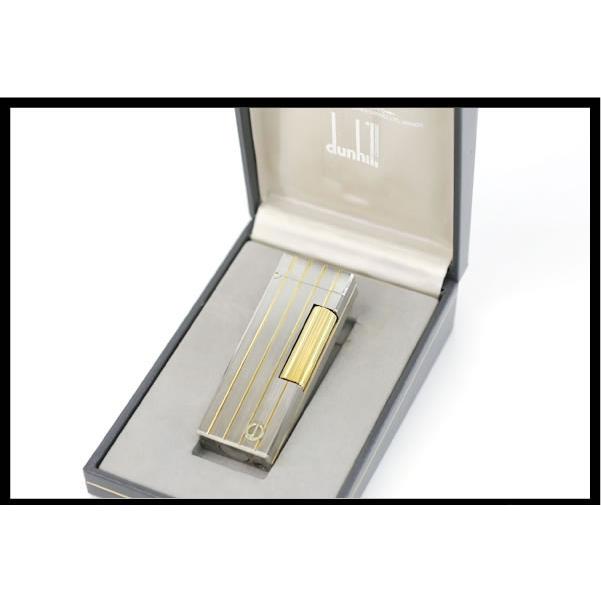 ダンヒル ローラー ガスライター シルバー ゴールド ストライプ　希少美品 dunhill イコー質店 ダンヒル ☆希少 美品 着火良好 ローラガス