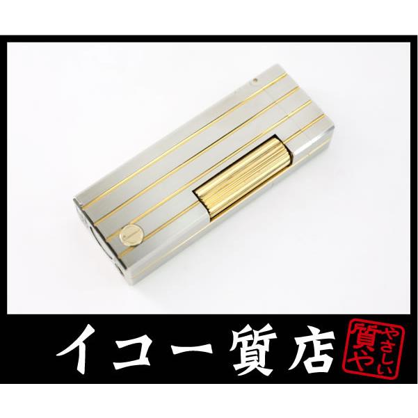 ダンヒル ローラー ガスライター シルバー ゴールド ストライプ　希少美品 ダンヒル ローラー ガスライター シルバー ゴールド ストライプ