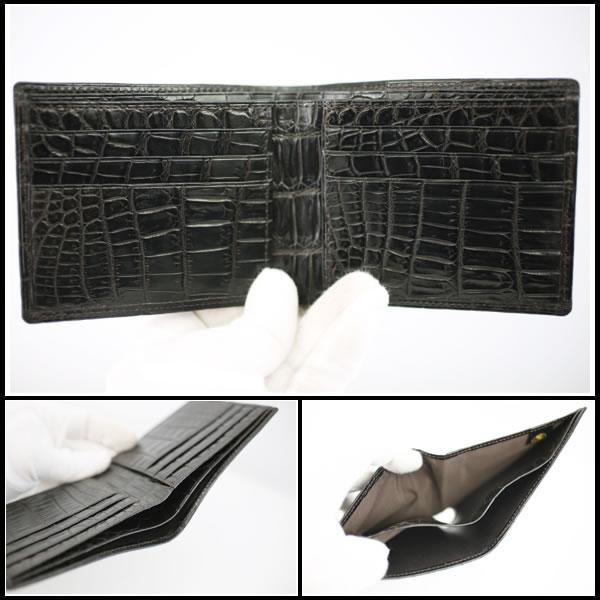 イコー質店　マット　クロコダイル　★未使用・保管品　カードポケット付　二つ折り札入れ　ダークブラウン　プレゼント最適　RY6918 |  | 04