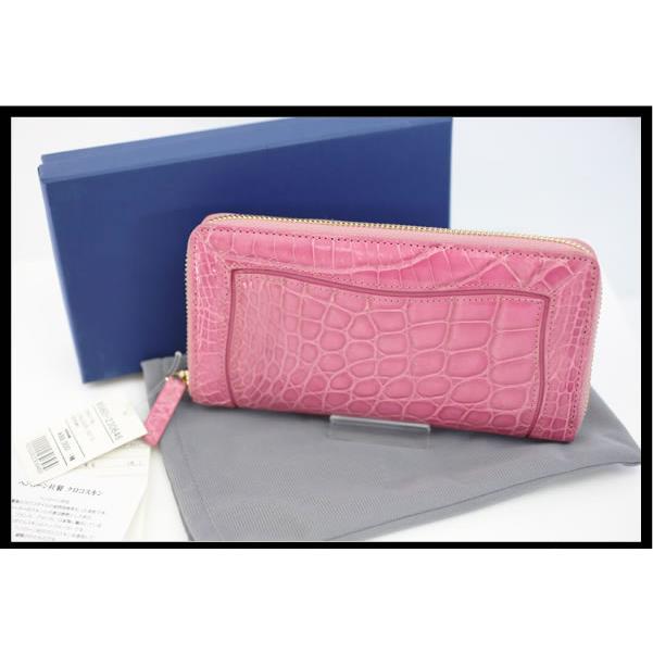 イコー質店　クロコダイル　★極上品　ヘンローン社製レザー　ラウンドファスナー長財布　ピンクカラー　未使用・保管品　RY7000 |  | 01