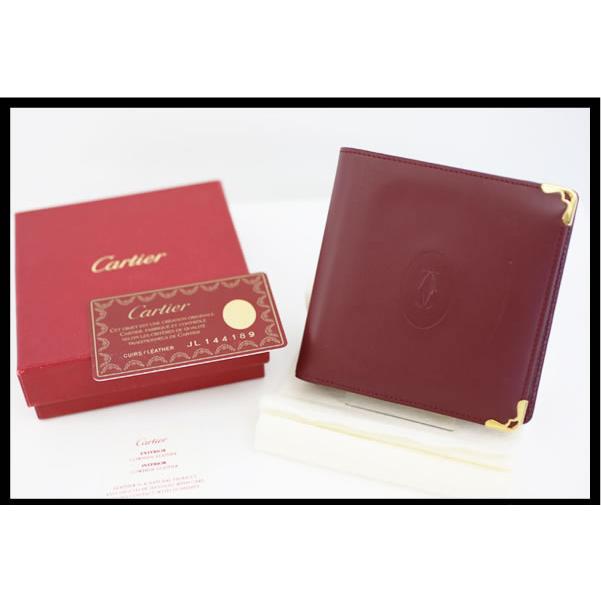 イコー質店　カルティエ　★未使用・保管品　マストライン　小銭入れ付二つ折り財布　L3000451　カーフレザー　ボルドー　RY7246 | Cartier | 01