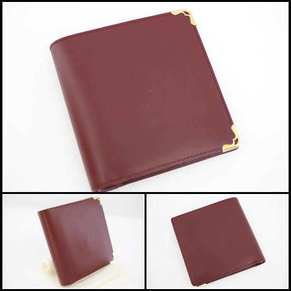 イコー質店　カルティエ　★未使用・保管品　マストライン　小銭入れ付二つ折り財布　L3000451　カーフレザー　ボルドー　RY7246 | Cartier | 03