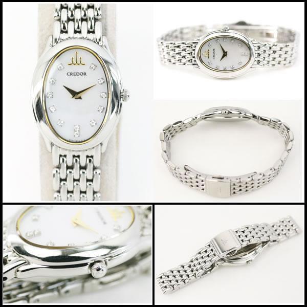 イコー質店　セイコー　クレドール　★希少モデル　美品　GSTE927　シグノ　12Pダイヤ/シェルダイヤル　レディース　クオーツ　RY7343 | CREDOR | 01