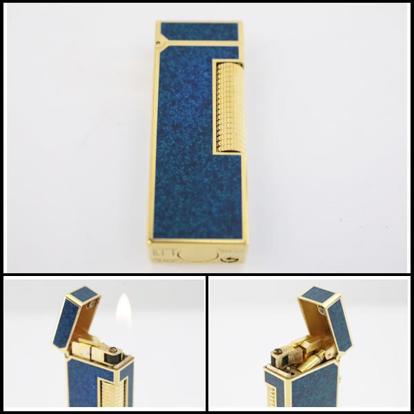 イコー質店 ダンヒル ★希少 着火良好 ローラガスライター RL2202 ブルーラッカー/ゴールド 美品 RY7371の画像