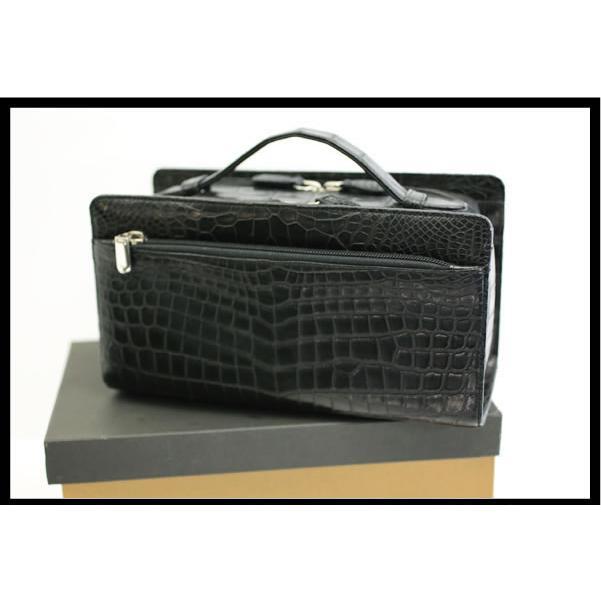 イコー質店　極上　日本製　★未使用・展示品　マットクロコ　紳士用　セカンドバッグ　Wファスナー仕様　ブラック　RY7378 |  | 01