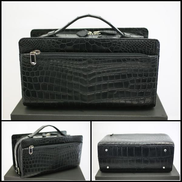 イコー質店　極上　日本製　★未使用・展示品　マットクロコ　紳士用　セカンドバッグ　Wファスナー仕様　ブラック　RY7378 |  | 02
