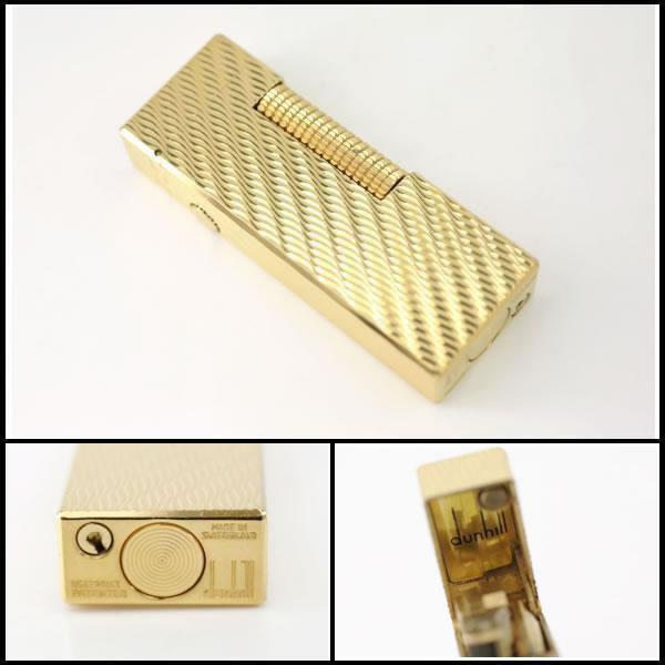 イコー質店 ダンヒル ★希少 着火良好 ローラガスライター RL1255 ゴールド 総柄デザイン 美品 RY7419の画像