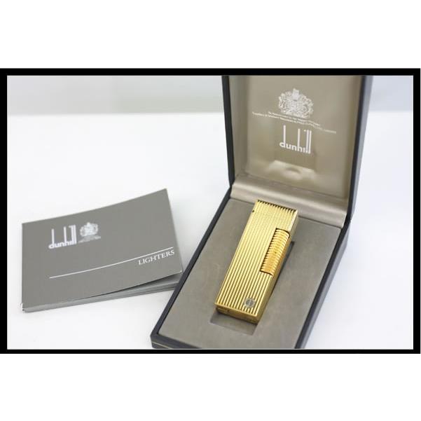 イコー質店 ダンヒル ★希少 着火良好 ローラガスライター RL1402 ストライプデザイン ゴールド 美品 RY7428の画像