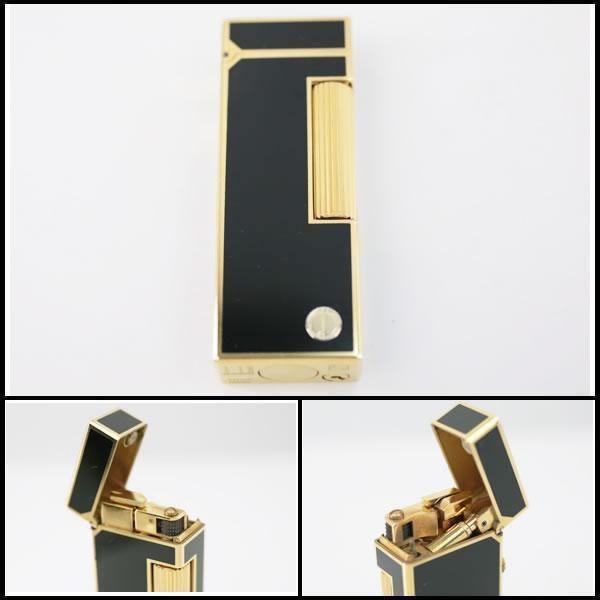 イコー質店 ダンヒル ★希少 着火良好 ローラガスライター RL2401 ブラックラッカー×ゴールド 美品 RY7430の画像