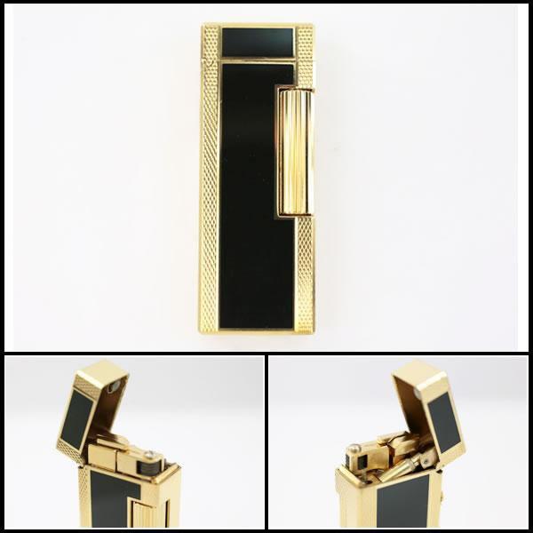 イコー質店 ダンヒル ★希少 着火良好 ローラガスライター RL5201 ブラックラッカー×ゴールド 美品 RY7432の画像