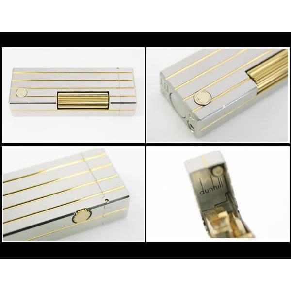 イコー質店 ダンヒル ★希少 オーバーホール・フルメンテ済 ローラガスライター RL1574 ストライプ シルバー×ゴールド RY7434の画像