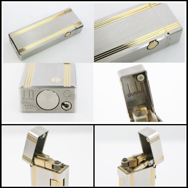 イコー質店 ダンヒル ★希少 着火良好 ローラガスライター RL1576 シルバー×ゴールド ラインデザイン RY7437の画像