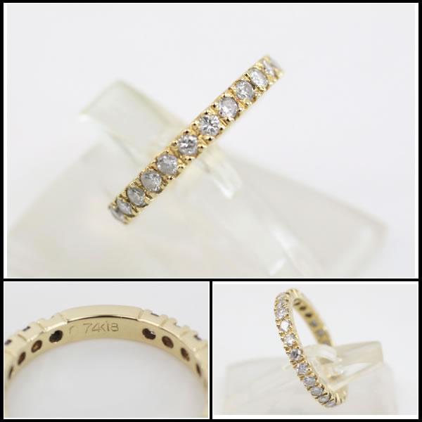 イコー質店　K18　★人気デザイン　ダイヤ合計0.74ct　エタニティリング　サイズ10号　新品仕上げ済み　美品　RY7498 |  | 03