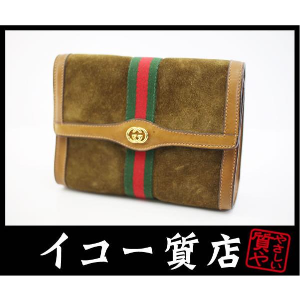 GUCCI オールドグッチ　シェリーライン　クラッチバッグ　ブラウン　レザー GUCCI（グッチ） イコー質店 ☆希少 オールドグッチ シェリーライン
