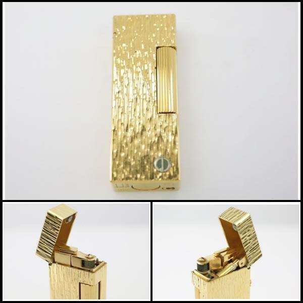 イコー質店 ダンヒル ★希少 美品 着火良好 ローラガスライター RL1454 ゴールド 総柄デザイン RY7538の画像
