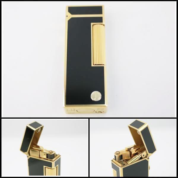 イコー質店 ダンヒル ★希少 美品 着火良好 ローラガスライター RL2401 ブラックラッカー×ゴールド RY7544の画像