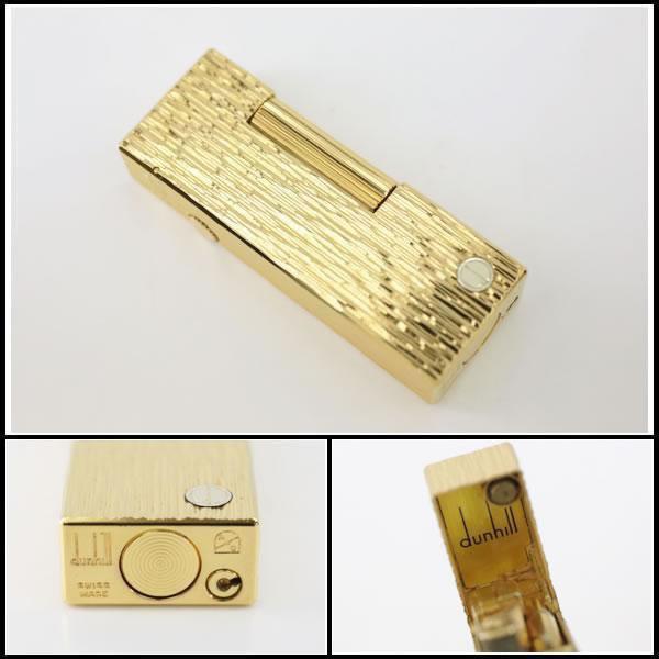 イコー質店 ダンヒル ★希少 美品 着火良好 ローラガスライター RL1454 ゴールド 総柄デザイン RY7556の画像