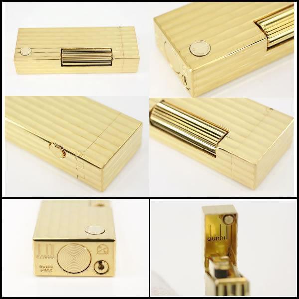 イコー質店 ダンヒル ★希少 美品 着火良好 ローラガスライター RL1457 ゴールド バンブーデザイン RY7589の画像