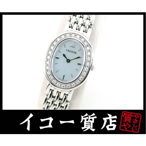 イコー質店　セイコー　クレドール　★希少　美品　シグノ　GSTE949　レディース　ブルーシェルダイヤル　ダイヤベゼル　RY7599 | CREDOR