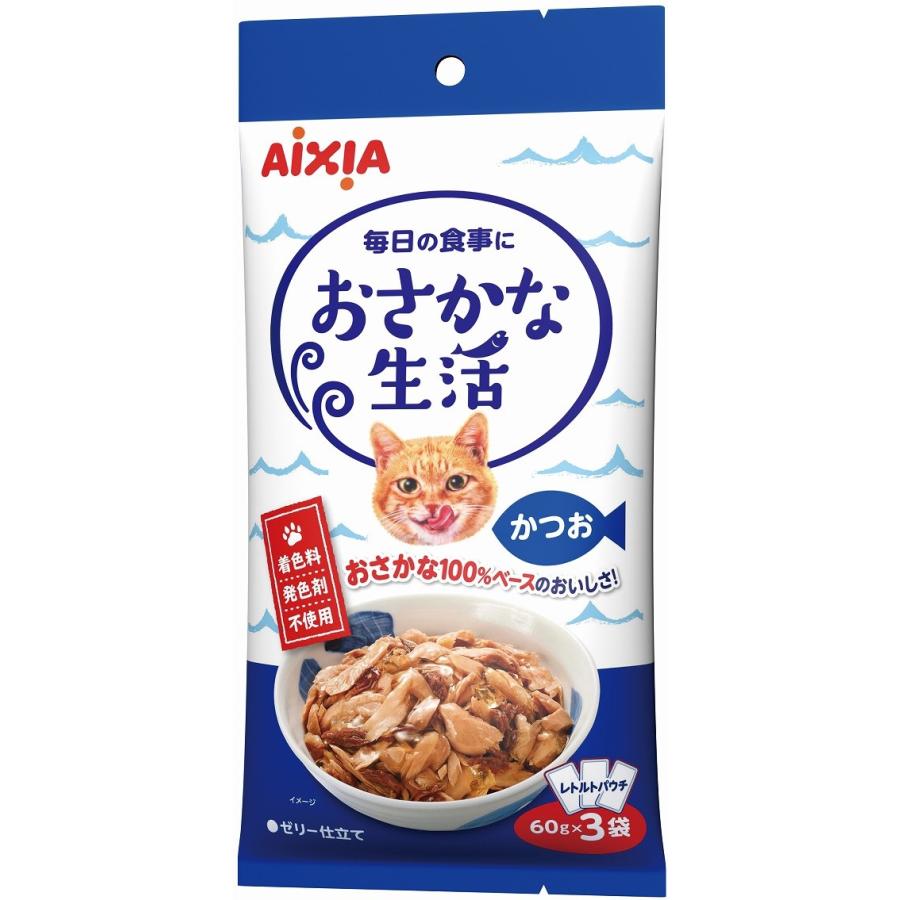 アイシア おさかな生活60個 プラス3＆ CIAO ちゅ〜る 55本詰め合わせ アイシア（AIXIA） おさかな生活 かつお 180g(60g×3袋) OS-11 : イコア