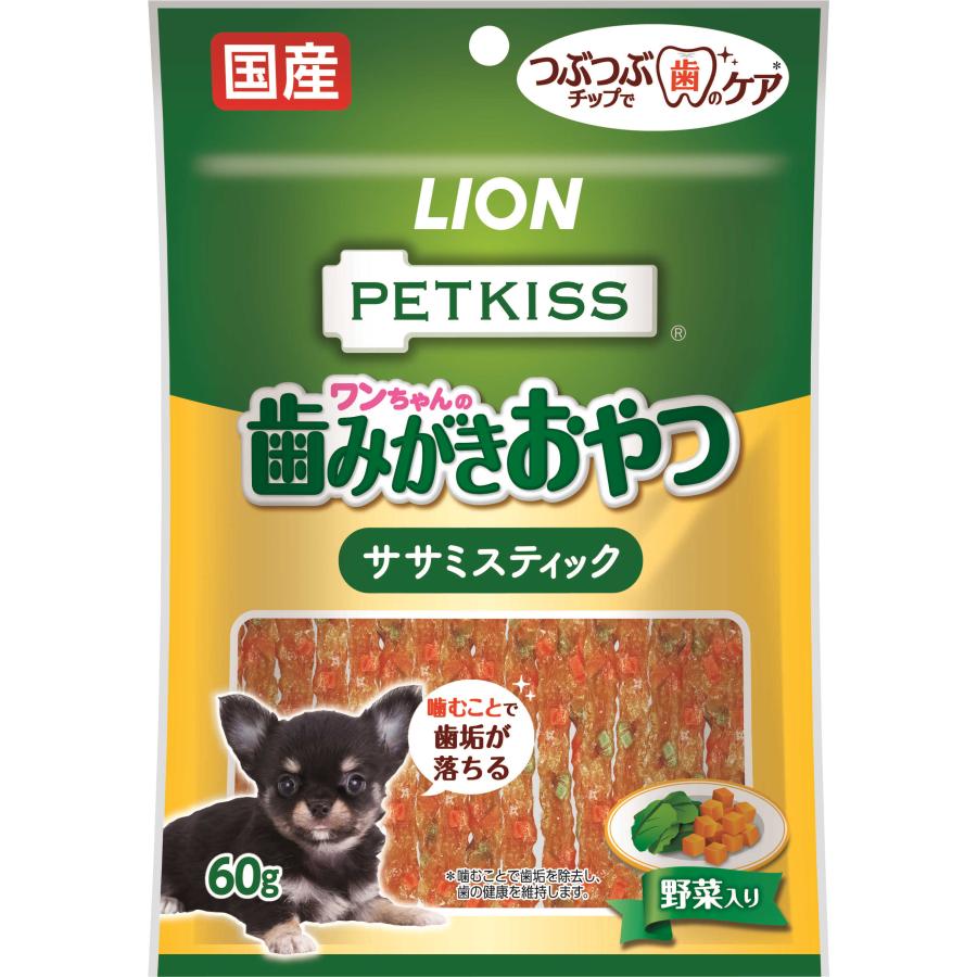 いつでも送料無料 ライオン商事 PETKISS ブランド品専門の ペットキッス つぶつぶチップ入り ササミスティック 60g 野菜入り