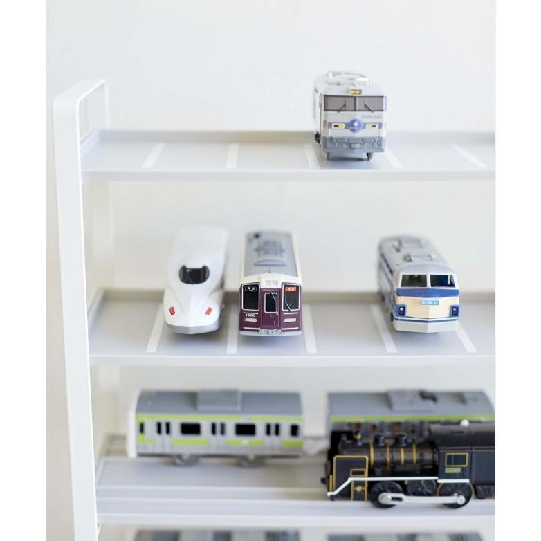 ミニカー\u0026レールトイラック タワー 山崎実業 ホワイト×ブラック セット ミニカーラック コレクションケース_4