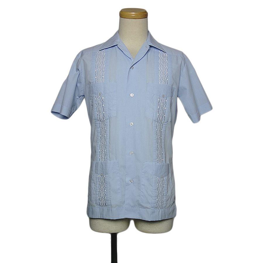 キューバシャツ メンズ Sサイズ 古着 半袖 Yucateca グァジャベーラ 刺繍 ピンタック 水色 Ycuba 9913 異国屋 通販 Yahoo ショッピング