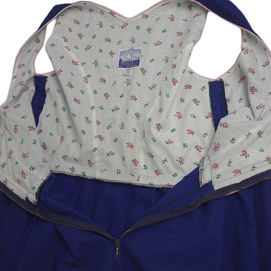【希少】ディアンドル チロルワンピースL 青 刺繍 70s 民族衣装 VINTAGE ワンピース TIROLER Dirndl チロルワンピース レディース XL位