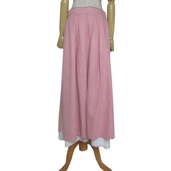 チロルスカート ピンク色 レディース 約80.5cm 大きいサイズ ヨーロッパ古着 カントリー スカート 裾レース 民族衣装｜ikokuya｜02