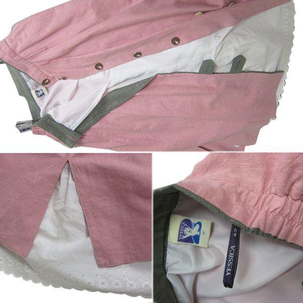 チロルスカート ピンク色 レディース 約80.5cm 大きいサイズ ヨーロッパ古着 カントリー スカート 裾レース 民族衣装｜ikokuya｜03