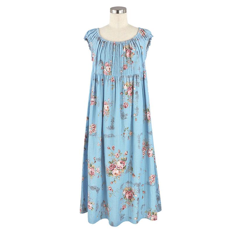 新品【IKUKO 3】花柄 綿 ワンピース ワンピース レディース 【イクコ IKUKO】 ダブルガーゼ花柄 ルーム